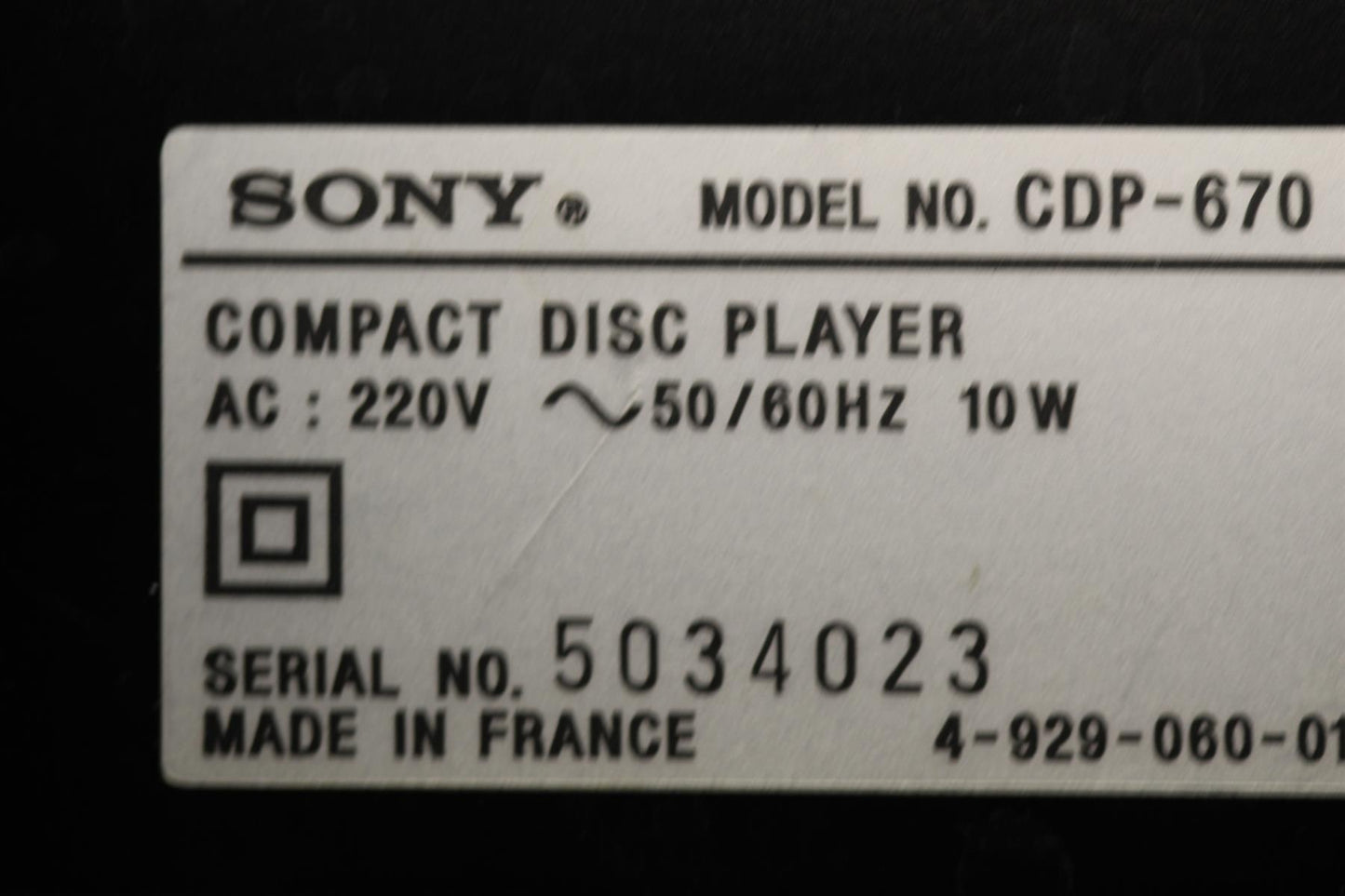 Drivrem til åbne/lukke-mekanisme CD-afspiller – Sony CDP-670 (EU-Model)