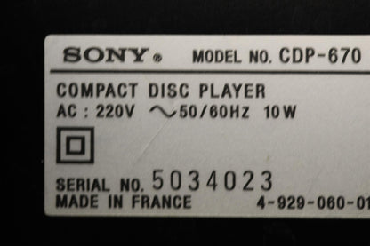 Drivrem til åbne/lukke-mekanisme CD-afspiller – Sony CDP-670 (EU-Model)